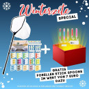 Winterzite Deal: Forellenkescher Gummiert 1,60m & Forellen Gummiköder Starterset + Stick Spoons Gratis